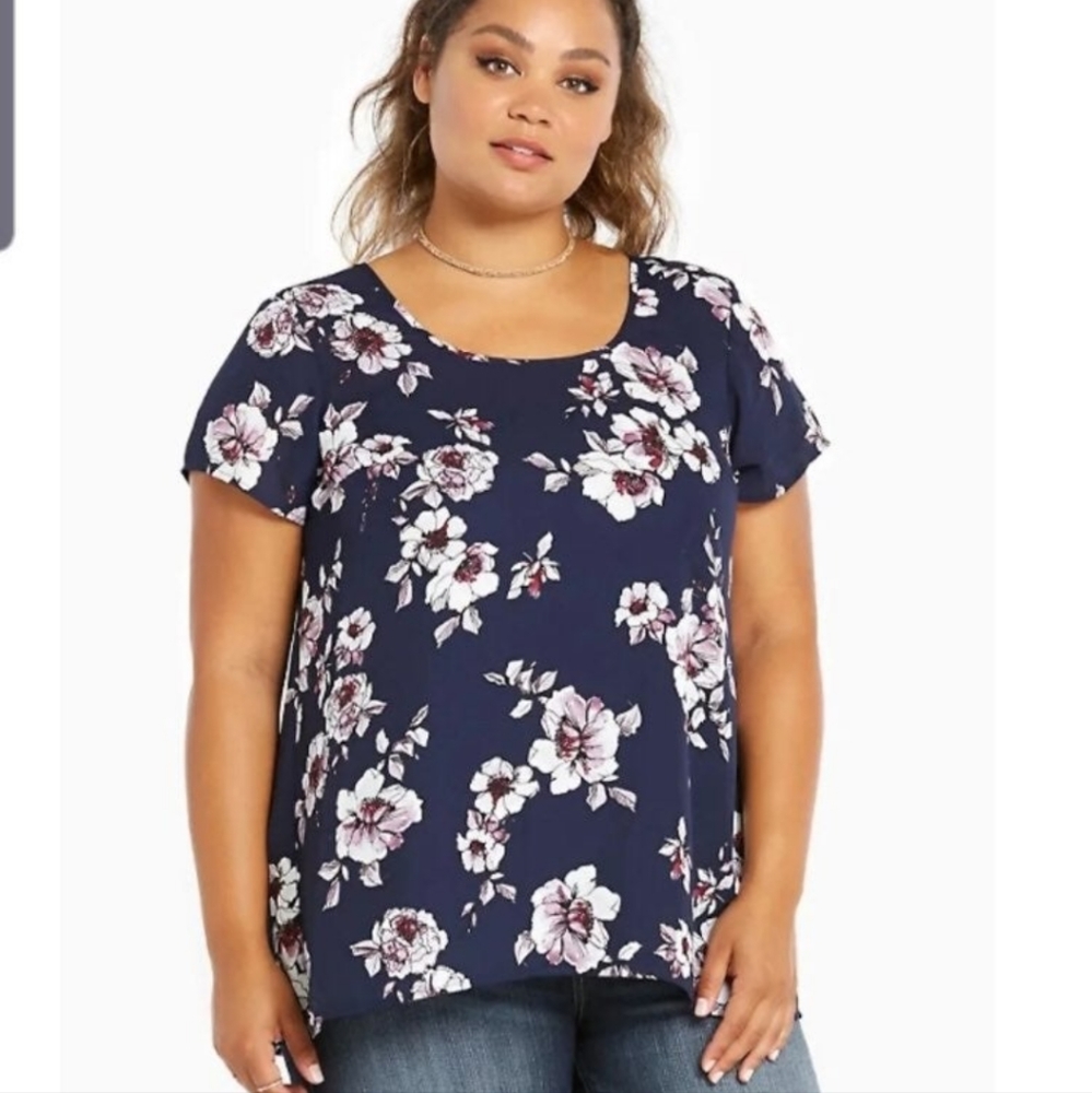 Torrid Floral Print Georgette Blouse EUC Sz 3X